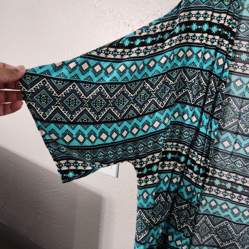 Avenue Blue & Black Boho Kimono - Picture 3 of 7